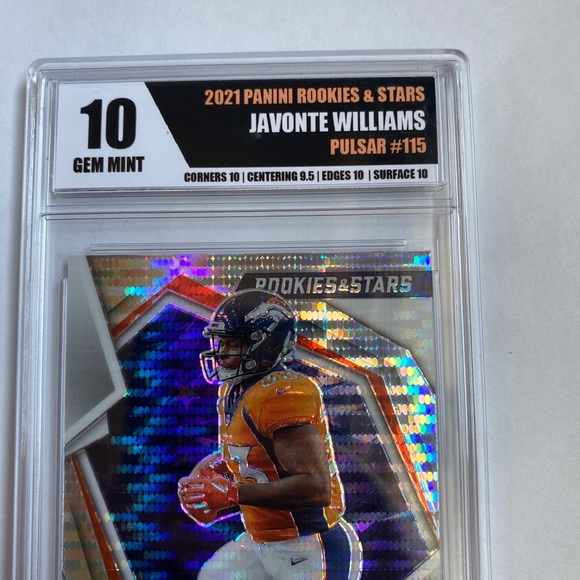 2021 Javonte Williams Rookies and Stars Pulsar Gem Mint 10 LGS. Short Print - Picture 4 of 4